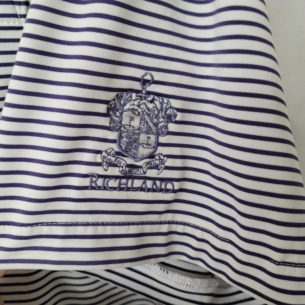 Ralph Lauren RLX Golf Polo Mens XL Performance Blue Striped Richland Course Logo